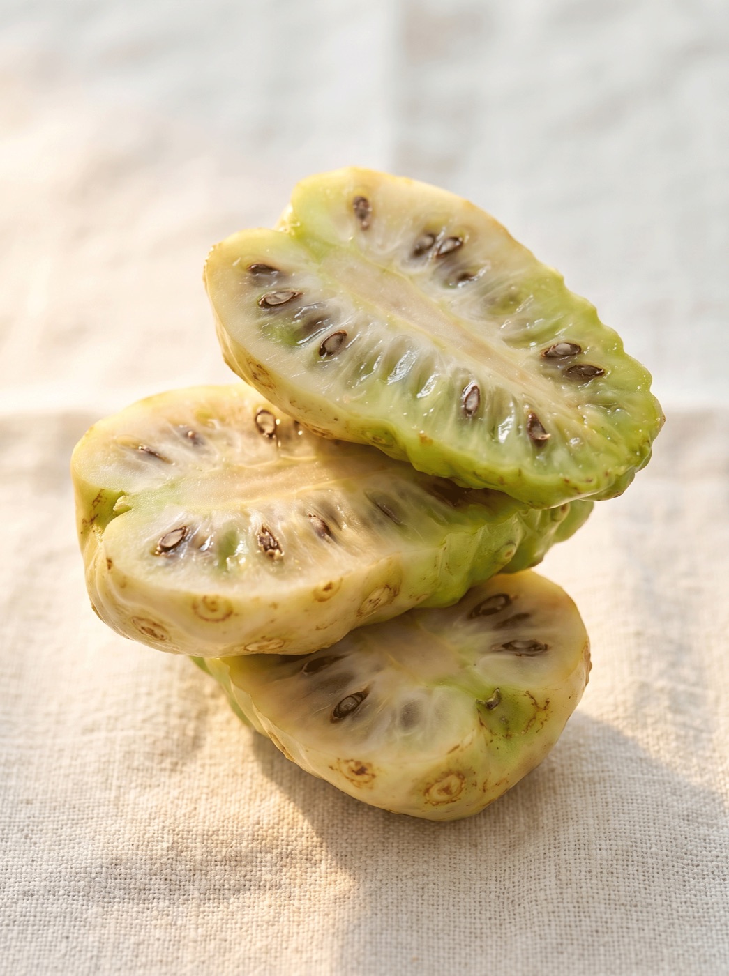 Aufgeschnittene Noni-Früchte
